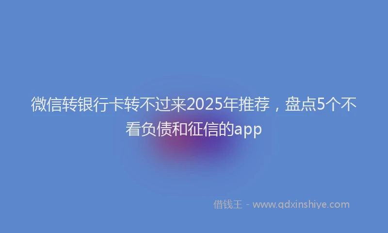 微信转银行卡转不过来2025年推荐，盘点5个不看负债和征信的app