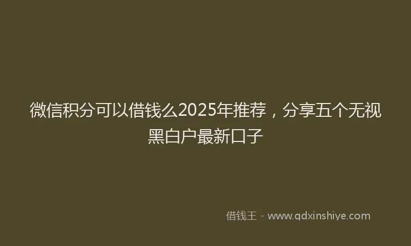 微信积分可以借钱么2025年推荐，分享五个无视黑白户最新口子