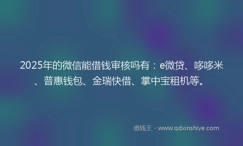 2025年的微信能借钱审核吗有：e微贷、哆哆米、普惠钱包、金瑞快借、掌中宝租机等。