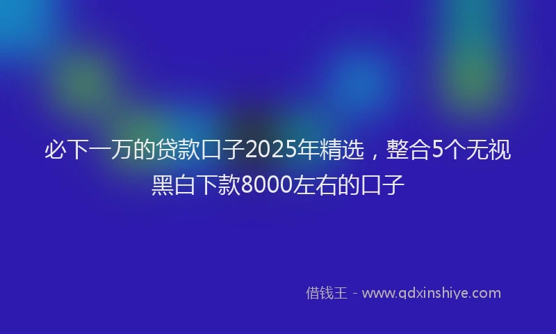 必下一万的贷款口子2025年精选，整合5个无视黑白下款8000左右的口子