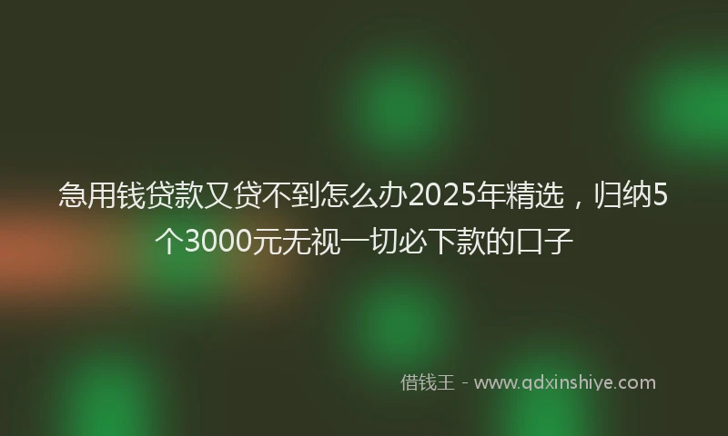 急用钱贷款又贷不到怎么办2025年精选，归纳5个3000元无视一切必下款的口子