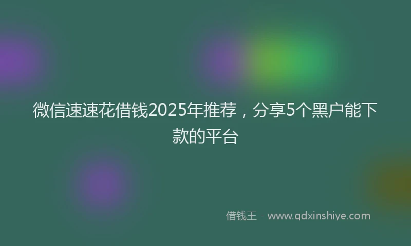 微信速速花借钱2025年推荐，分享5个黑户能下款的平台