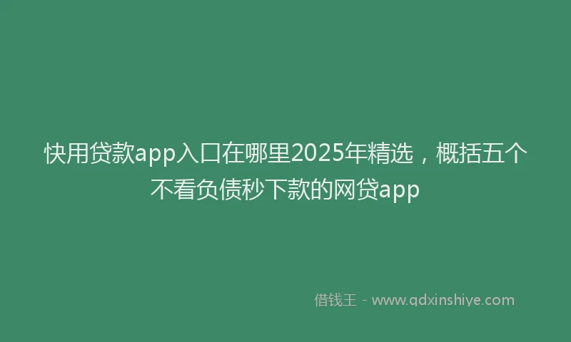 快用贷款app入口在哪里2025年精选，概括五个不看负债秒下款的网贷app