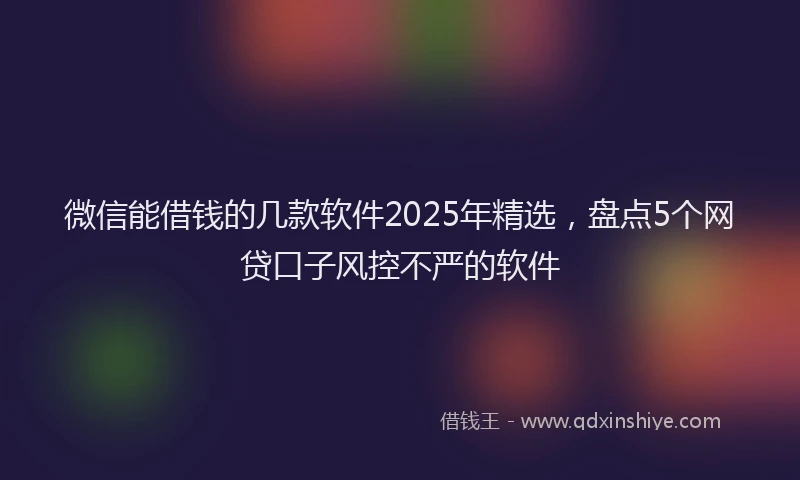微信能借钱的几款软件2025年精选，盘点5个网贷口子风控不严的软件