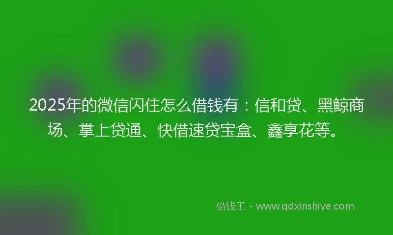 2025年的微信闪住怎么借钱有：信和贷、黑鲸商场、掌上贷通、快借速贷宝盒、鑫享花等。