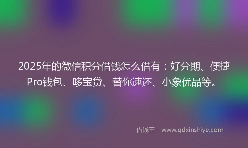 2025年的微信积分借钱怎么借有：好分期、便捷Pro钱包、哆宝贷、替你速还、小象优品等。