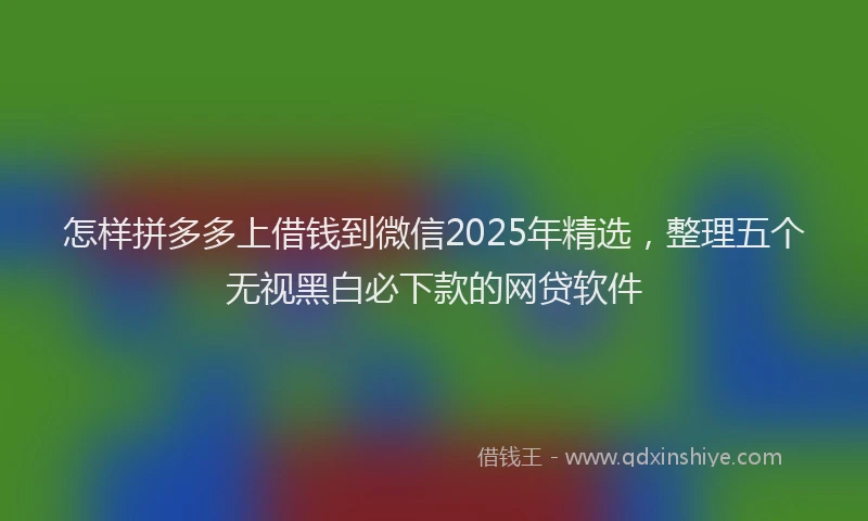 怎样拼多多上借钱到微信2025年精选，整理五个无视黑白必下款的网贷软件