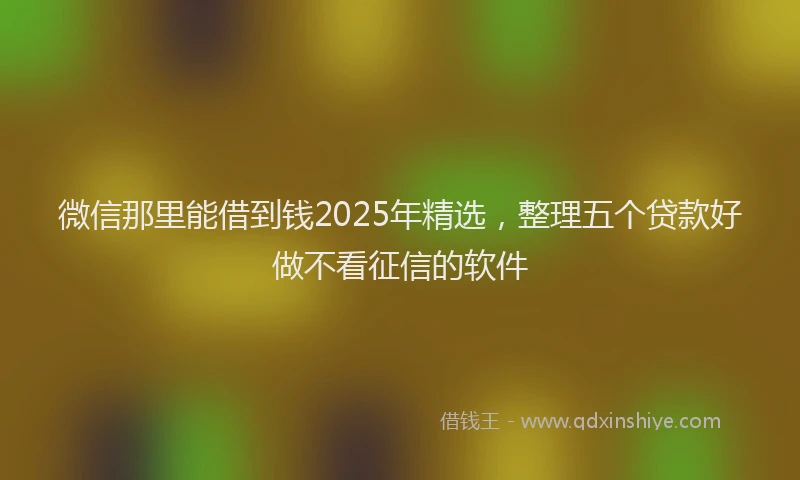 微信那里能借到钱2025年精选，整理五个贷款好做不看征信的软件