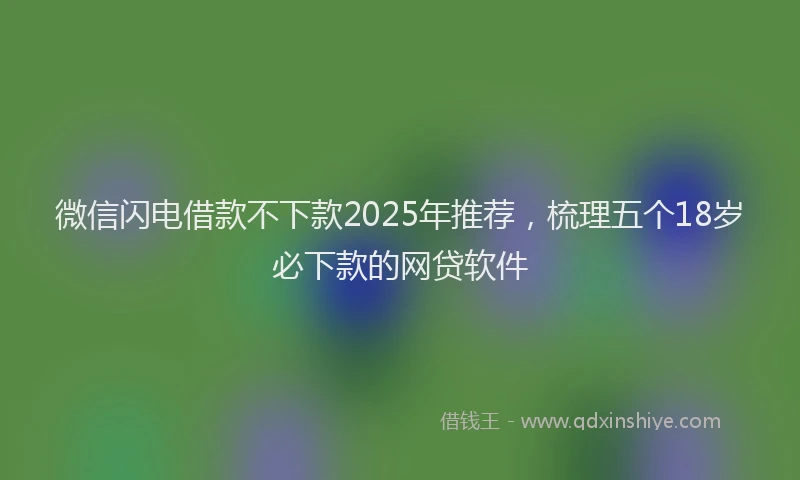 微信闪电借款不下款2025年推荐，梳理五个18岁必下款的网贷软件