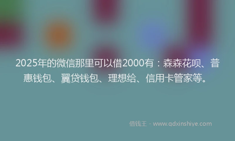 2025年的微信那里可以借2000有：森森花呗、普惠钱包、翼贷钱包、理想给、信用卡管家等。