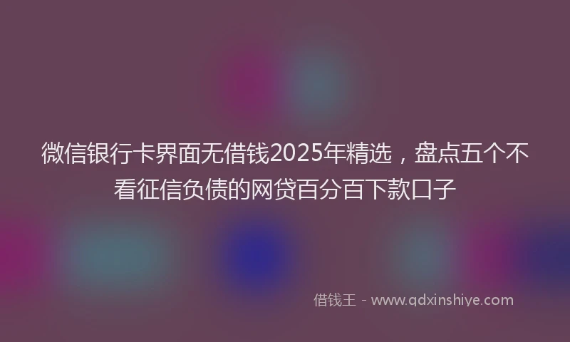 微信银行卡界面无借钱2025年精选，盘点五个不看征信负债的网贷百分百下款口子
