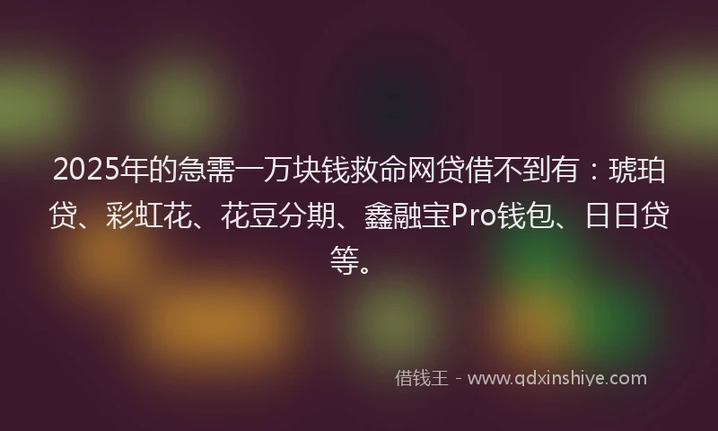 2025年的急需一万块钱救命网贷借不到有：琥珀贷、彩虹花、花豆分期、鑫融宝Pro钱包、日日贷等。