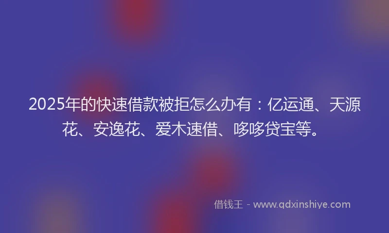 2025年的快速借款被拒怎么办有：亿运通、天源花、安逸花、爱木速借、哆哆贷宝等。