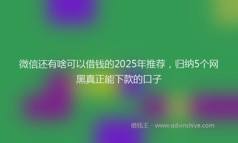 微信还有啥可以借钱的2025年推荐，归纳5个网黑真正能下款的口子