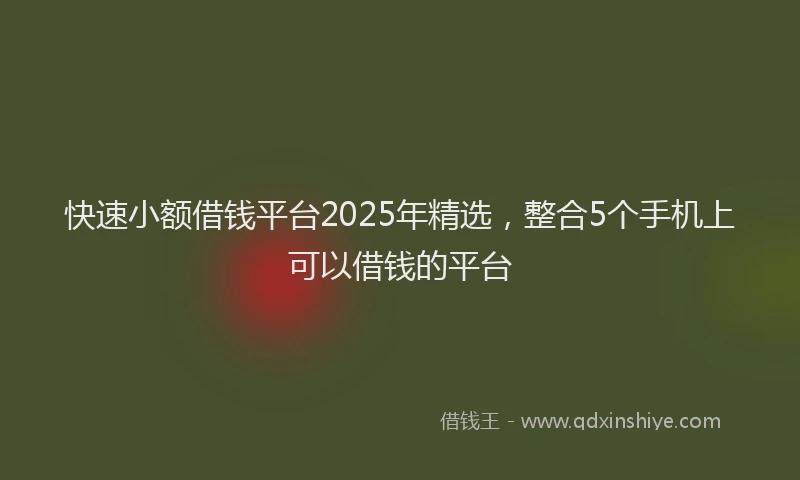 快速小额借钱平台2025年精选，整合5个手机上可以借钱的平台