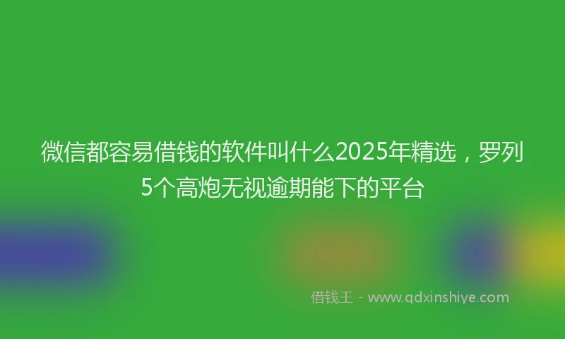 微信都容易借钱的软件叫什么2025年精选，罗列5个高炮无视逾期能下的平台