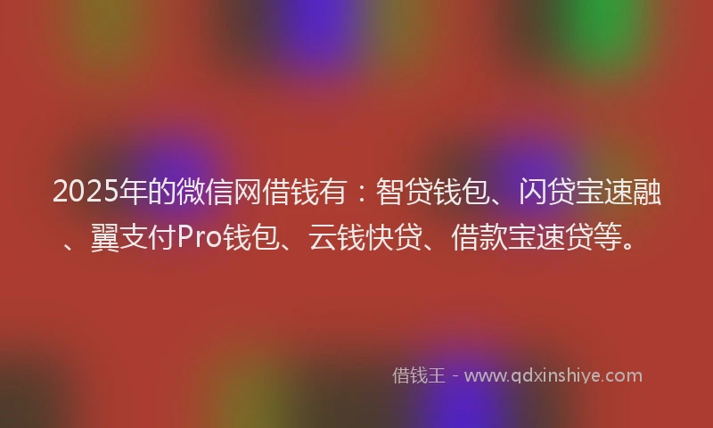 2025年的微信网借钱有：智贷钱包、闪贷宝速融、翼支付Pro钱包、云钱快贷、借款宝速贷等。