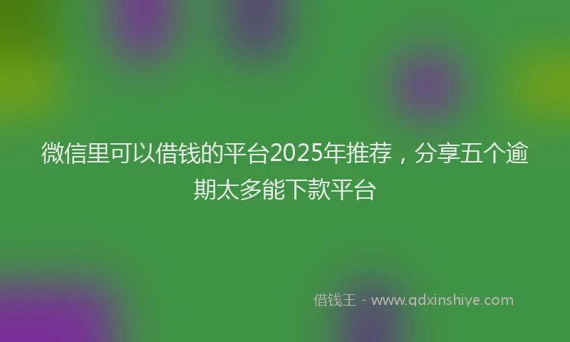 微信里可以借钱的平台2025年推荐，分享五个逾期太多能下款平台