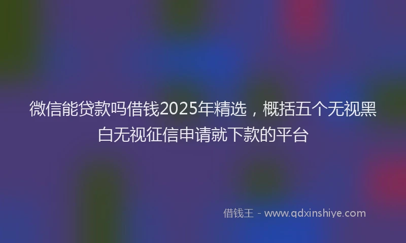 微信能贷款吗借钱2025年精选，概括五个无视黑白无视征信申请就下款的平台