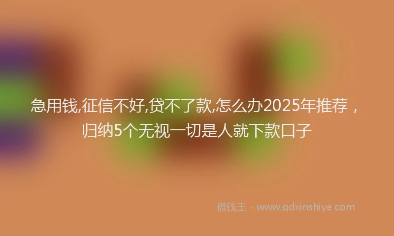 急用钱,征信不好,贷不了款,怎么办2025年推荐，归纳5个无视一切是人就下款口子