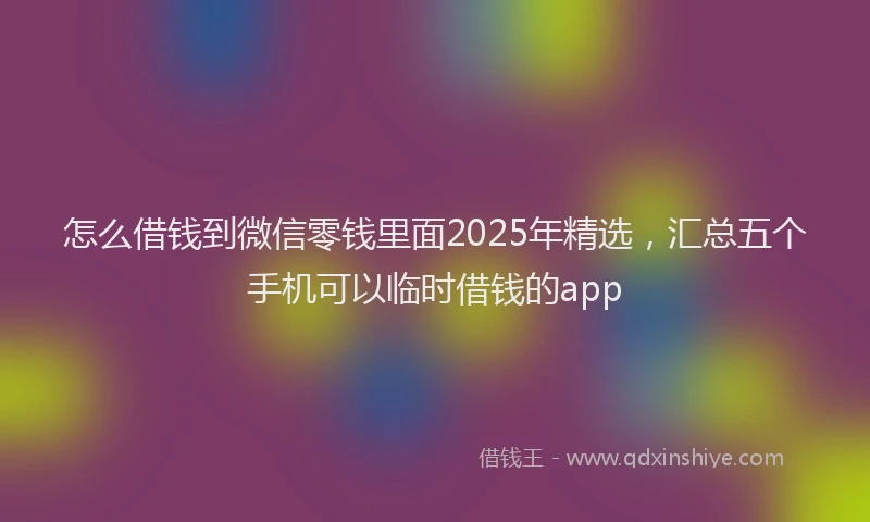 怎么借钱到微信零钱里面2025年精选，汇总五个手机可以临时借钱的app