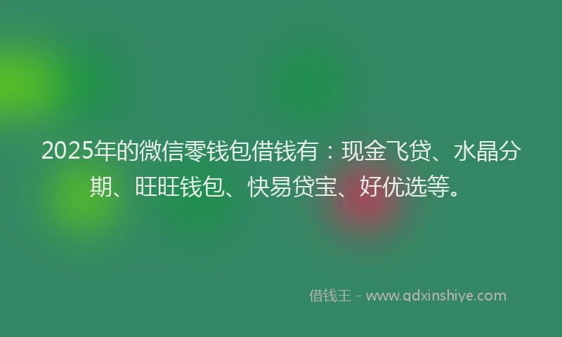 2025年的微信零钱包借钱有：现金飞贷、水晶分期、旺旺钱包、快易贷宝、好优选等。