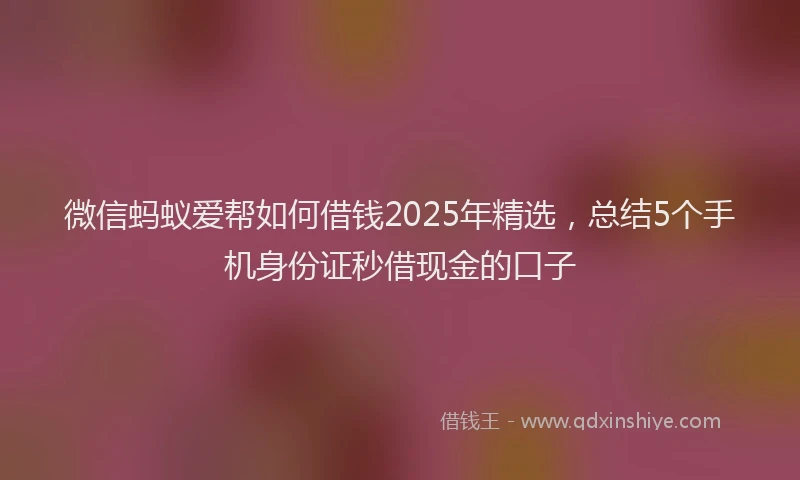 微信蚂蚁爱帮如何借钱2025年精选，总结5个手机身份证秒借现金的口子