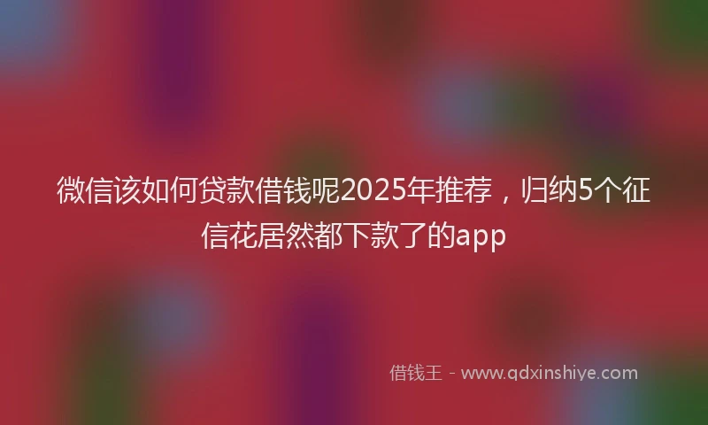 微信该如何贷款借钱呢2025年推荐，归纳5个征信花居然都下款了的app