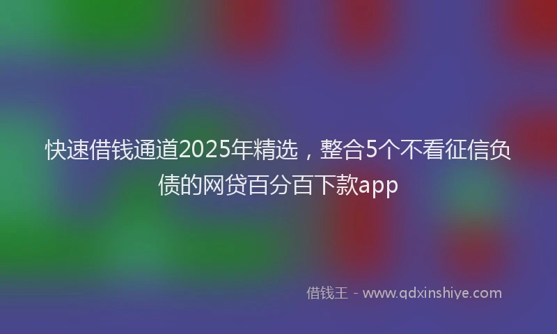 快速借钱通道2025年精选，整合5个不看征信负债的网贷百分百下款app