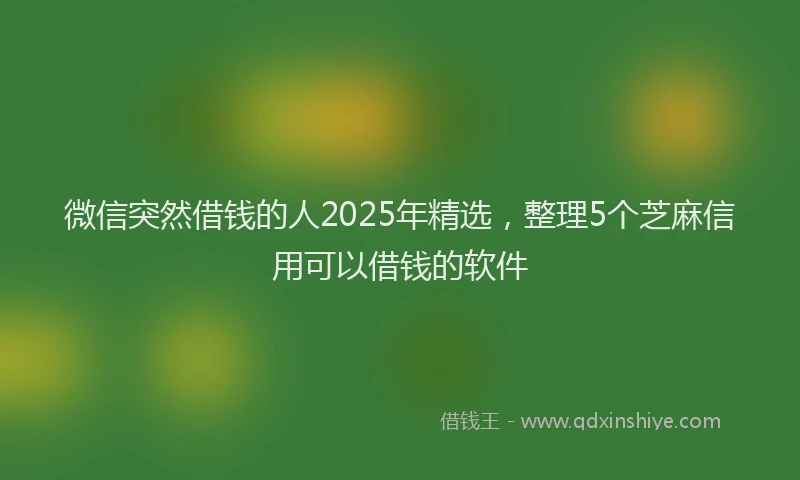 微信突然借钱的人2025年精选，整理5个芝麻信用可以借钱的软件