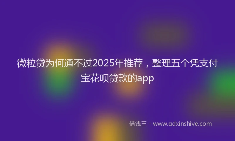 微粒贷为何通不过2025年推荐，整理五个凭支付宝花呗贷款的app