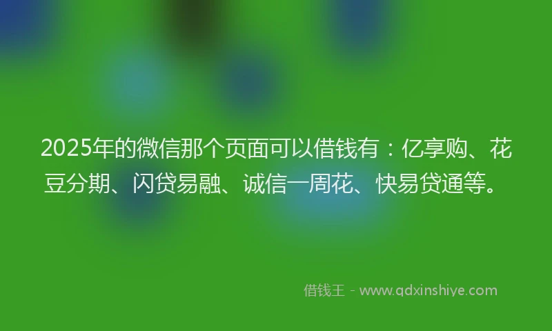 2025年的微信那个页面可以借钱有：亿享购、花豆分期、闪贷易融、诚信一周花、快易贷通等。