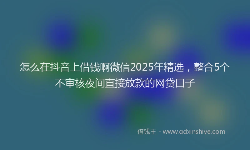 怎么在抖音上借钱啊微信2025年精选，整合5个不审核夜间直接放款的网贷口子