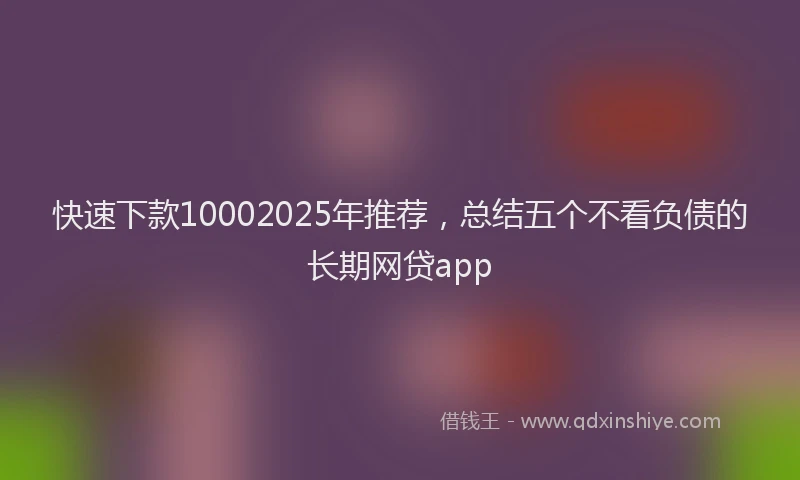 快速下款10002025年推荐，总结五个不看负债的长期网贷app