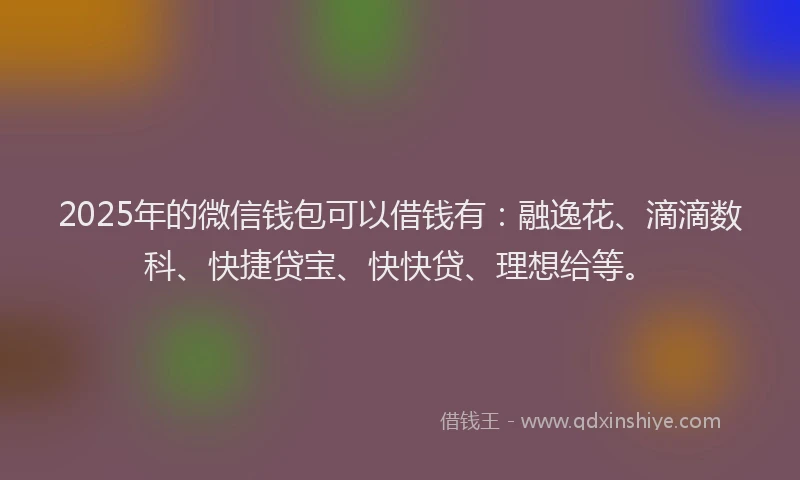 2025年的微信钱包可以借钱有：融逸花、滴滴数科、快捷贷宝、快快贷、理想给等。