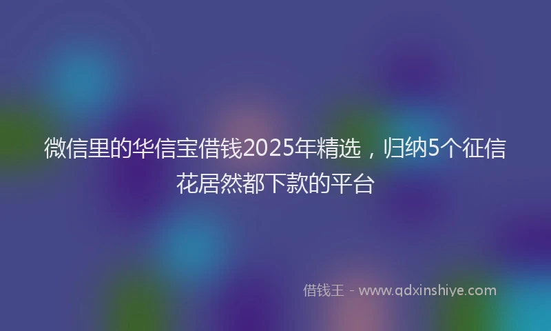 微信里的华信宝借钱2025年精选，归纳5个征信花居然都下款的平台