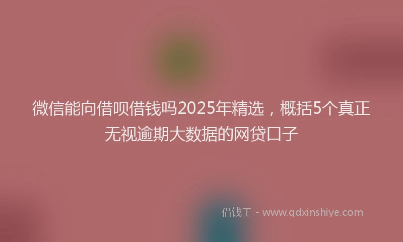 微信能向借呗借钱吗2025年精选，概括5个真正无视逾期大数据的网贷口子