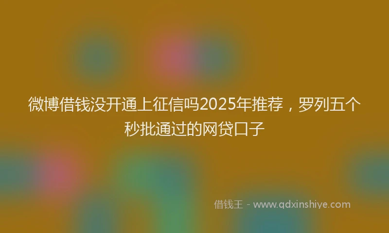 微博借钱没开通上征信吗2025年推荐，罗列五个秒批通过的网贷口子