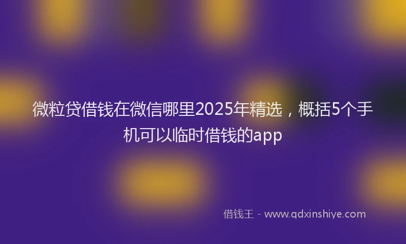 微粒贷借钱在微信哪里2025年精选，概括5个手机可以临时借钱的app