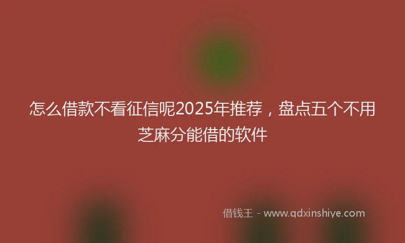 怎么借款不看征信呢2025年推荐，盘点五个不用芝麻分能借的软件