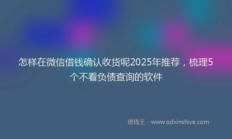 怎样在微信借钱确认收货呢2025年推荐，梳理5个不看负债查询的软件