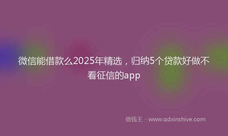 微信能借款么2025年精选，归纳5个贷款好做不看征信的app