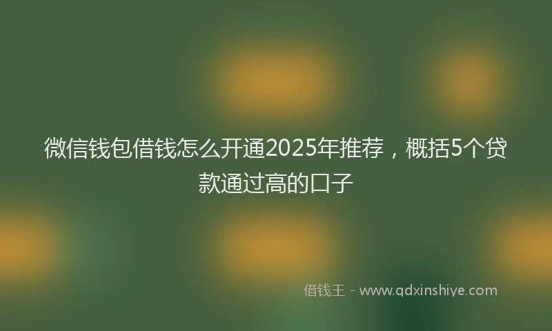 微信钱包借钱怎么开通2025年推荐，概括5个贷款通过高的口子
