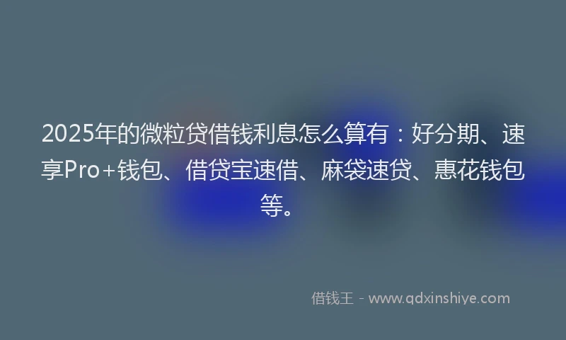 2025年的微粒贷借钱利息怎么算有：好分期、速享Pro+钱包、借贷宝速借、麻袋速贷、惠花钱包等。