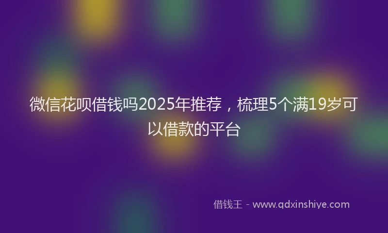 微信花呗借钱吗2025年推荐，梳理5个满19岁可以借款的平台