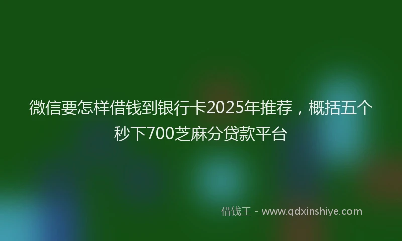 微信要怎样借钱到银行卡2025年推荐，概括五个秒下700芝麻分贷款平台