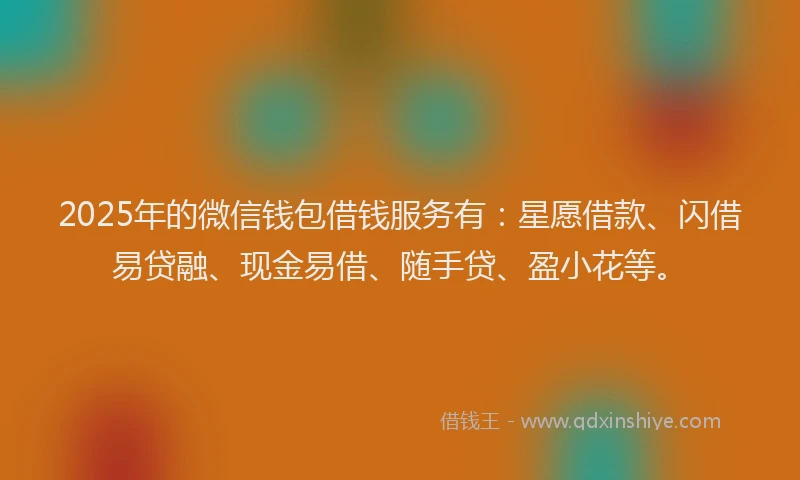 2025年的微信钱包借钱服务有：星愿借款、闪借易贷融、现金易借、随手贷、盈小花等。