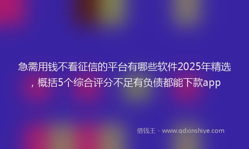 急需用钱不看征信的平台有哪些软件2025年精选，概括5个综合评分不足有负债都能下款app