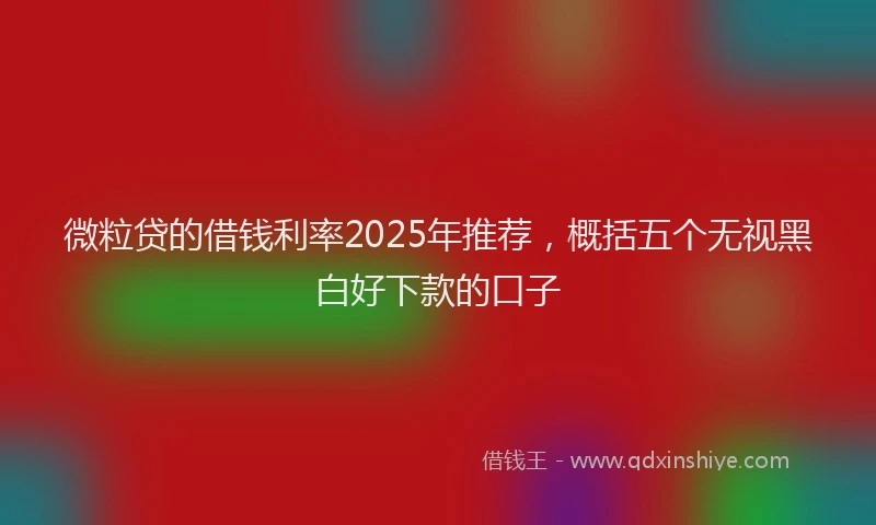 微粒贷的借钱利率2025年推荐，概括五个无视黑白好下款的口子