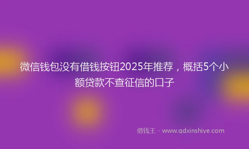 微信钱包没有借钱按钮2025年推荐，概括5个小额贷款不查征信的口子